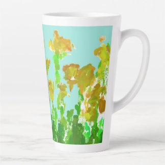 Mug Tall Latte Floral Abstrait Vert et Or