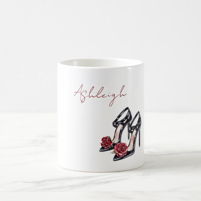 Mug Talons hauts à fleurs de rose rouge noir (Centre)