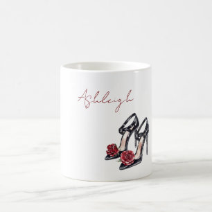 Mug Talons Hauts Fleur Rose Florale Noir Rouge