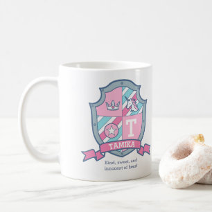 Mug Tamika princess crest rose aqua bleu nom signifian