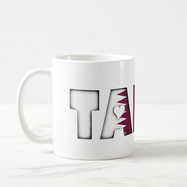 Mug Tamim Amir de drapeau de typographie du Qatar (Gauche)