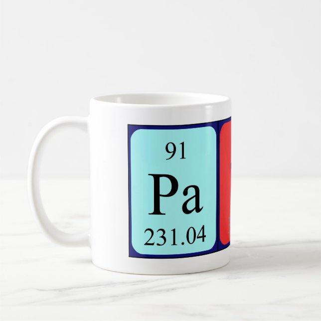 Mug Tampon de nom de table périodique Patti (Gauche)