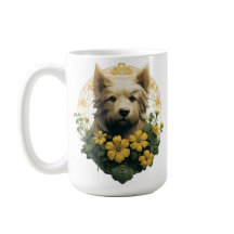 TAN TERRIER CHIEN AUX FLEURS IRLANDAISES JAUNE