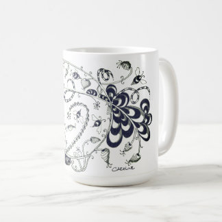 Mug Tangle noir et blanc dessin représentant les abeil