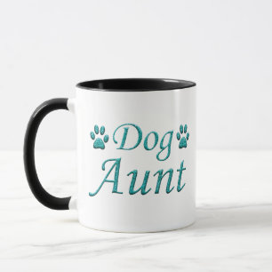 Mug Tante Chien Tante Typographie Turquoise Photo Musi