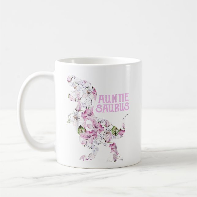 Mug Tante Dinosaur Floral Fleur Cadeaux d'anniversaire (Gauche)