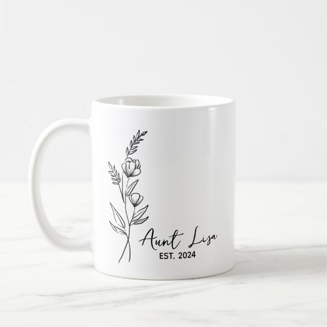 Mug Tante EST. 2024, Bientôt Être Tante Don (Gauche)