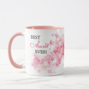 Mug Tante Incroyable Fleurie Rose Aquarelle