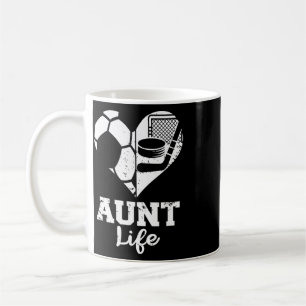 Mug Tante Life Football Hockey Cœur Sport Partagé Jeu