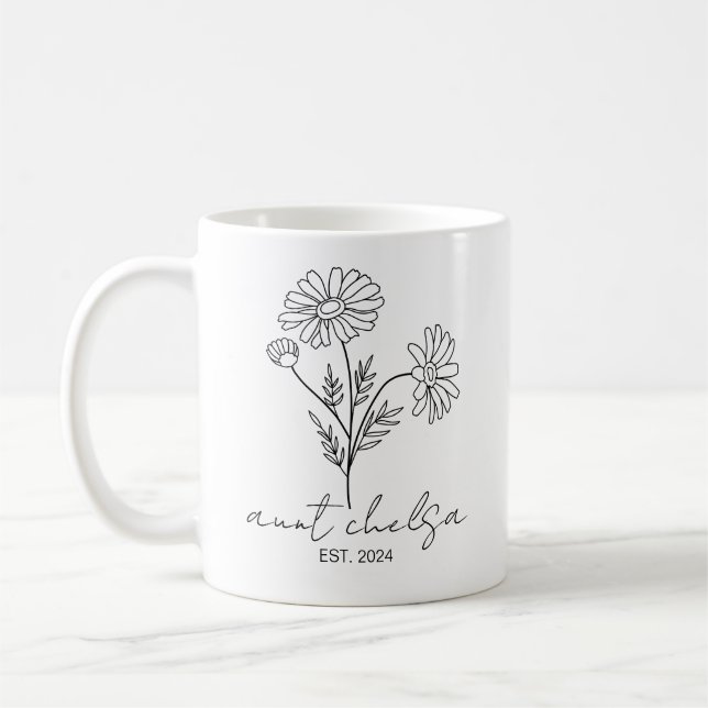 Mug Tante personnalisée Nouvelle tante 2024, Faire-par (Gauche)