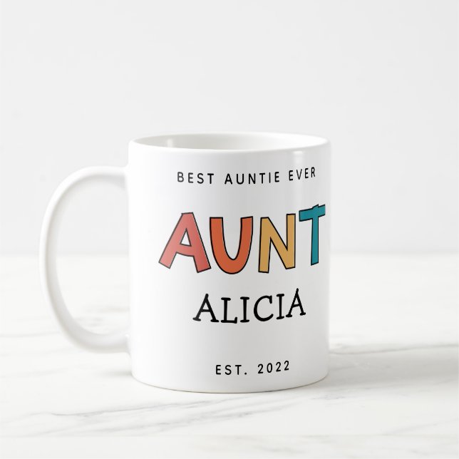 Mug Tante Personnalisée Retro Cadeau Meilleure Tante J (Gauche)