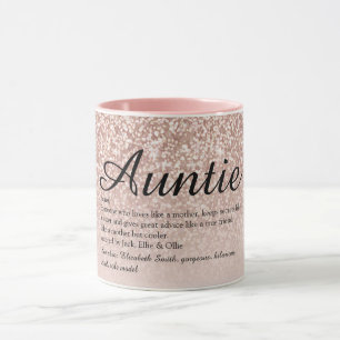 Mug Tante Tante Définition Fille Rose Parties scintill
