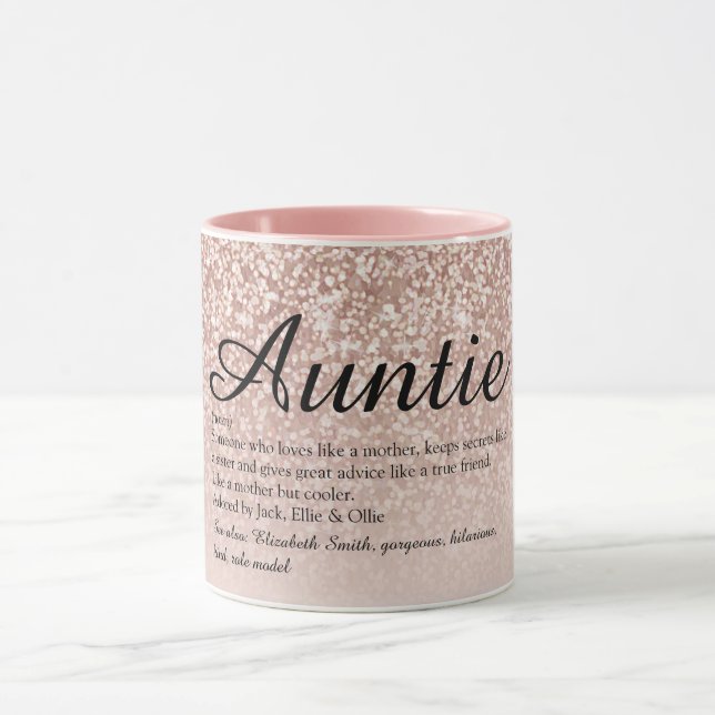 Mug Tante Tante Définition Fille Rose Parties scintill (Centre)