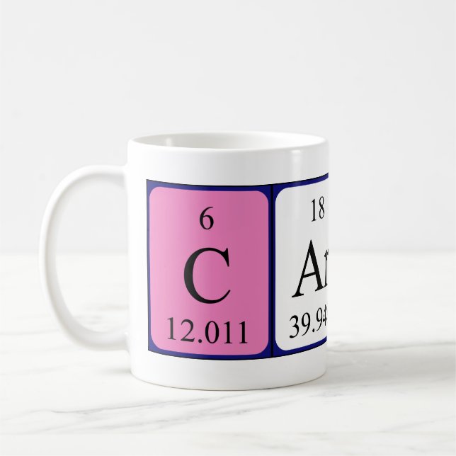 Mug Tapis Caryn nom de table périodique (Gauche)