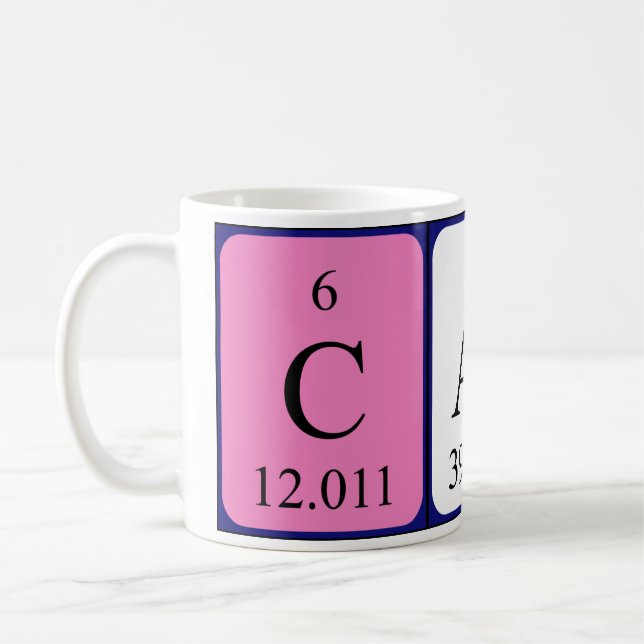 Mug Tapis de nom de table périodique Carna (Gauche)