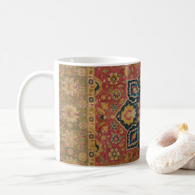 Mug Tapis rouge or Kashan tapis Perse Asiatique (Avec donut)