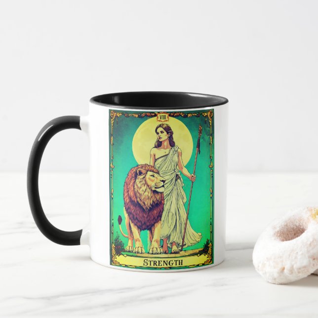 Mug Tarot Card Illustration, Strength (Avec donut)