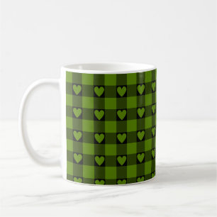 Mug Tartan Buffalo à coeur vert avocat noir
