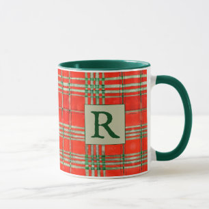 Mug Tartan Écossais Rouge + Vert Chasseur avec Ini