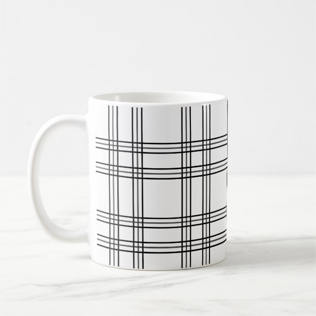 Mug Tartan Plaid Blanc Avec Lignes Noires (Gauche)