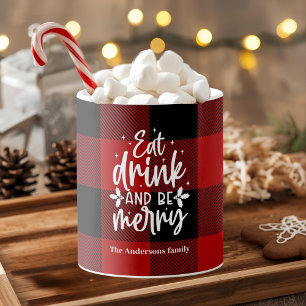 Mug Tartan Rouge de Buffalo « Mangez, Buvez & Soyez Jo
