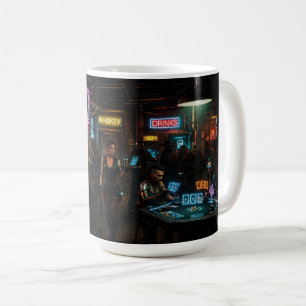 mug / tasse Bar Cyberpunk Poker Robot Barman Néon