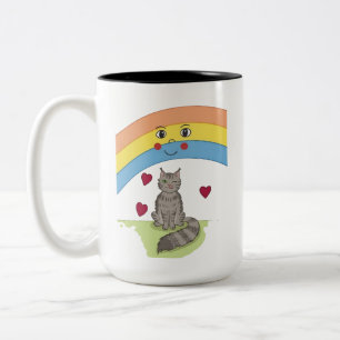 Mug Tasse Chat Mignon qui Cligne sous un Arc-en-ci