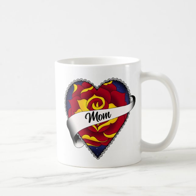 Mug Tatouage de maman du coeur rose (Droite)
