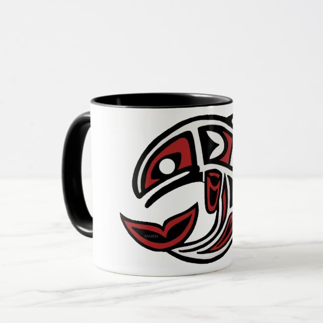 Mug tatouage de poisson tribal (Devant gauche)