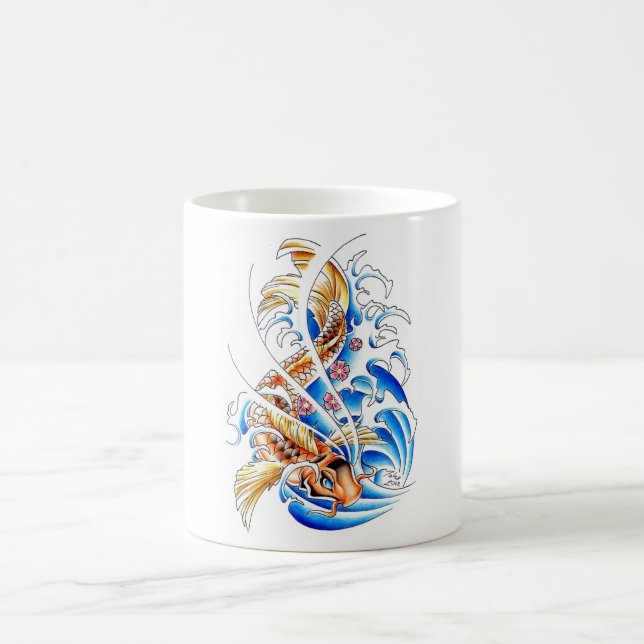 Mug Tatouage oriental frais d'eaux de pêche de carpe (Centre)