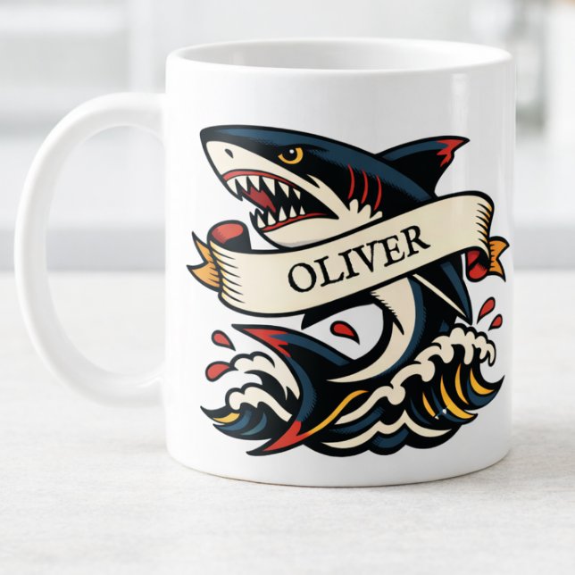 Mug Tatouage Rétro de Requin Nautilus (Créateur téléchargé)