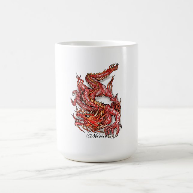 Mug Tatouage rouge oriental frais de dragon (Centre)