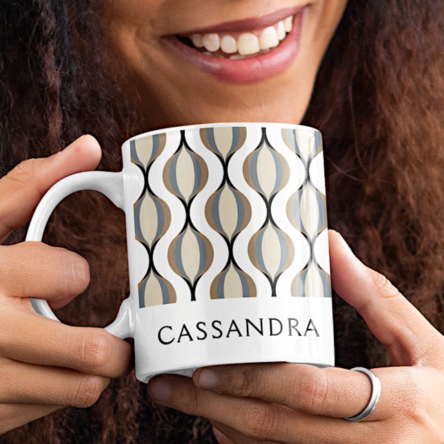 Mug Taupe personnalisée Beige Tan Gris Blanc Noir Vagu (Créateur téléchargé)