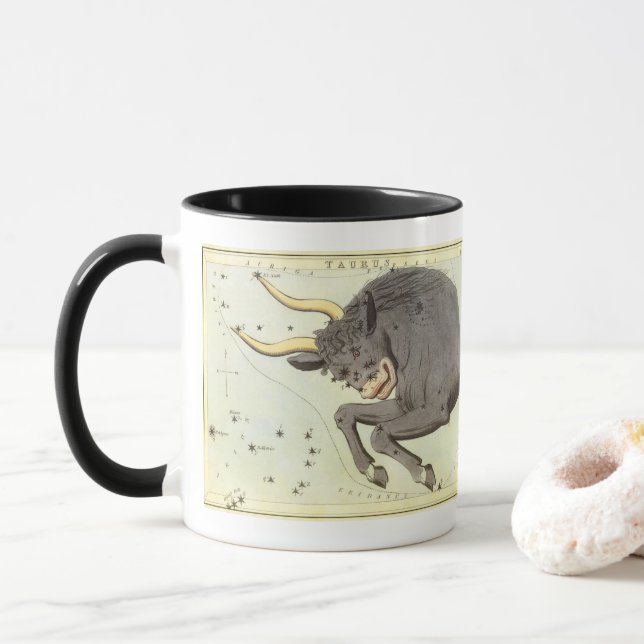 Mug Taurus Bull, le miroir Vintage de la constellation (Avec donut)