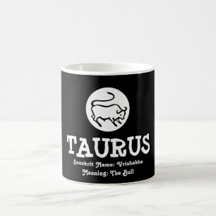 Mug Taurus Bull Vrishabha Sanskrit Signifiant Noir Bla
