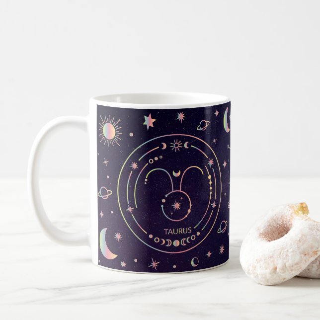 Mug Taurus Bull zodiaque horoscope drôle faits nutriti (Avec donut)