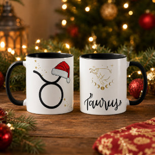 Mug Taurus Noël Chapeau de Père Noël Zodiaque