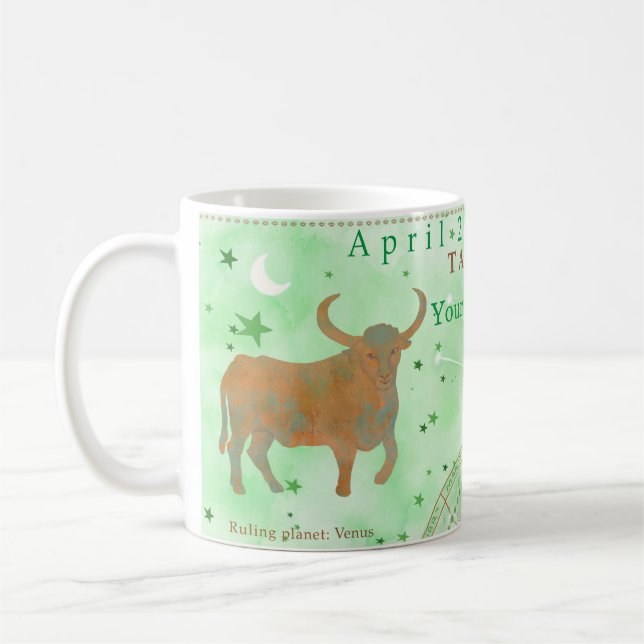 Mug Taurus Vintage. Zodiaque personnalisable (Gauche)