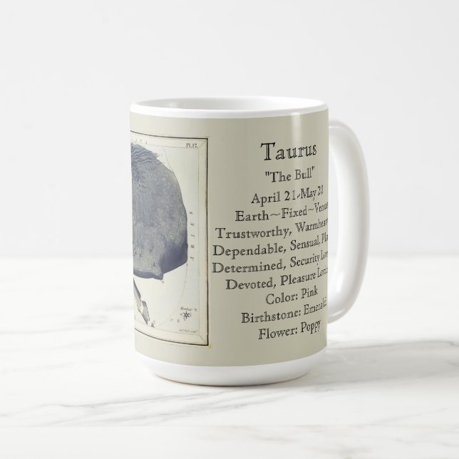 Mug Taurus Zodiac Antique Astronomie Graphique (Devant droit)