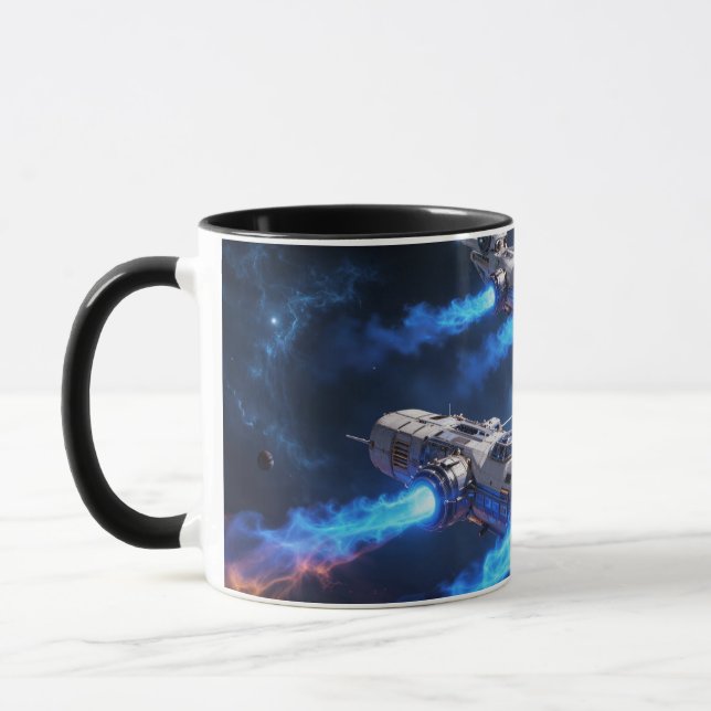 Mug Taza con nave entrando en agujer interdimensional (Gauche)