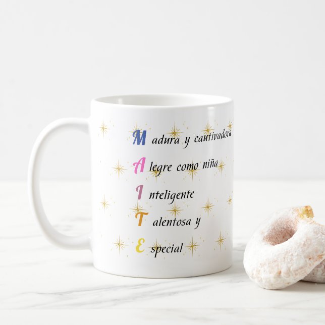 Mug Taza con nombre de Maite personalizado (Avec donut)