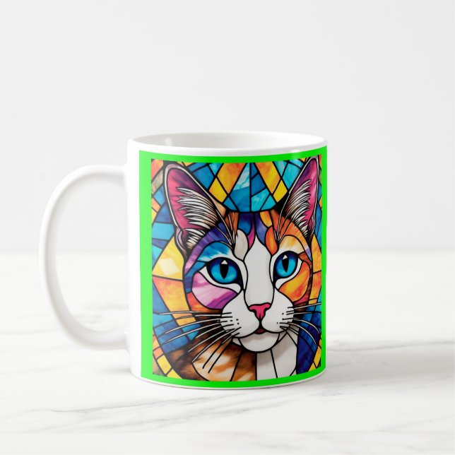 Mug Taza de café blanca diseño de gato (Gauche)