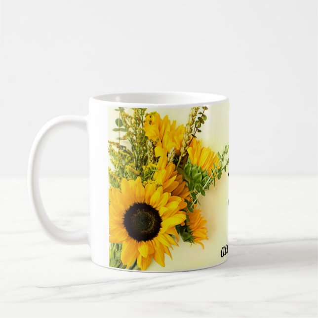 Mug Taza de cafe diseño girasol y frace motivadora  (Gauche)
