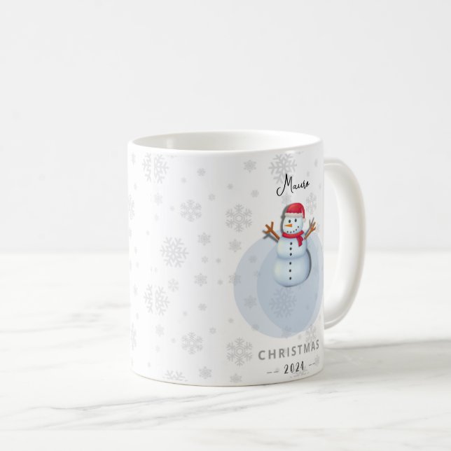 Mug Taza de muñeco de nieve de Navidad personalizada (Devant droit)