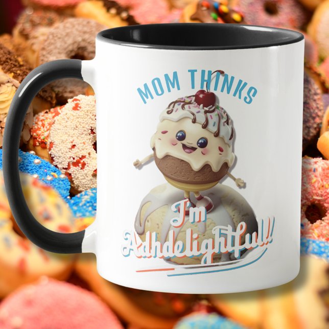 Mug TDAHelight Sundae personnalisées TDAH (adhd, gift, advocate, mug, adhd mug, kawaii, cute, neurodiverse, neurodivergent, add)