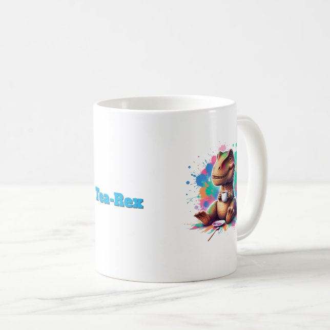 Mug Tea‑Rex – Cartoon Dino mit Tee |  (Devant droit)