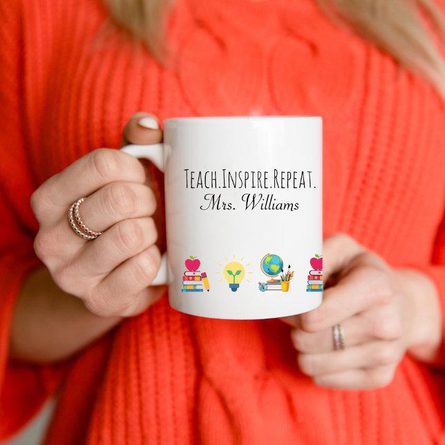 Mug Teacher Appreciation Teach Inspire Repeat Custom (Créateur téléchargé)