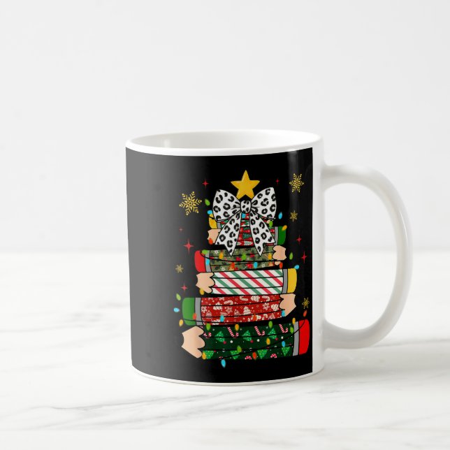 Mug Teacher Christmas Tree Lights Pencil Leopard Print (Droite)