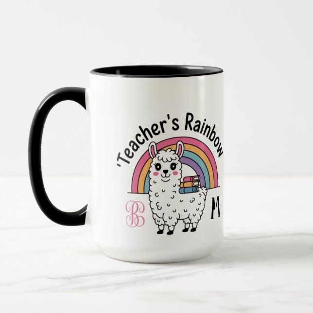 Mug "Teacher's Rainbow" - Cute Llama, Livres & Plu (Gauche)