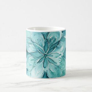 Mug Teal & Mint Green Watercolor Floral Mandala